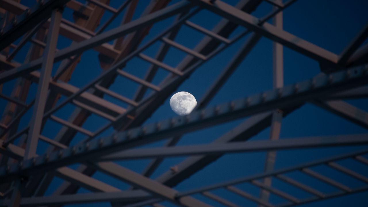 Wallpaper stairs, moon, night