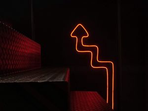 Preview wallpaper stairs, neon, arrow, backlight, dark