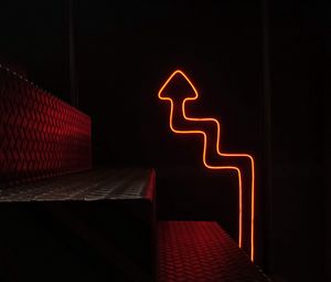 Preview wallpaper stairs, neon, arrow, backlight, dark