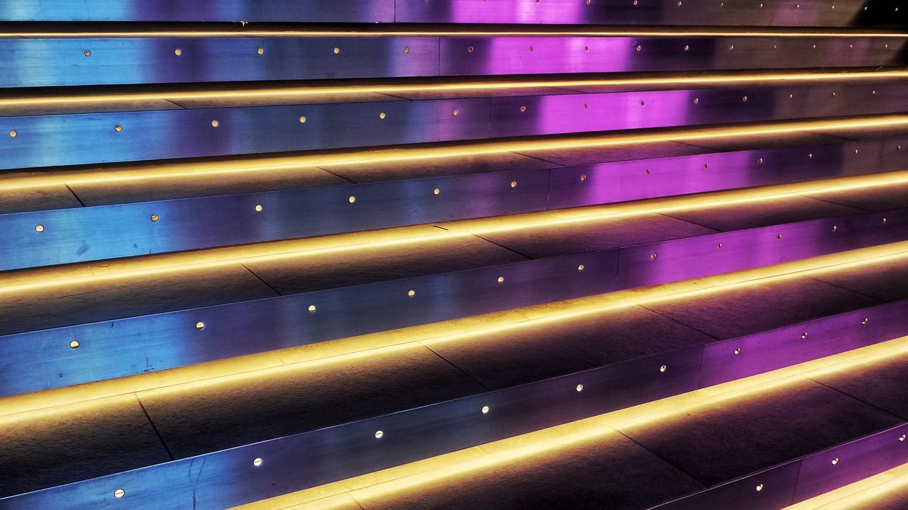 Wallpaper stairs, neon, backlight, light