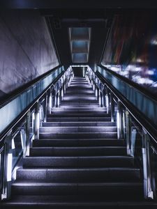 Preview wallpaper stairs, neon, steps, distance