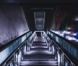 Preview wallpaper stairs, neon, steps, distance