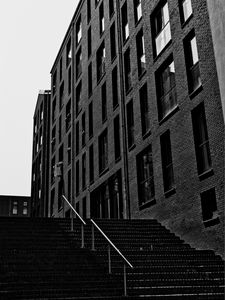 Preview wallpaper stairs, railings, building, black and white