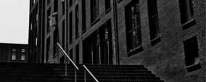 Preview wallpaper stairs, railings, building, black and white