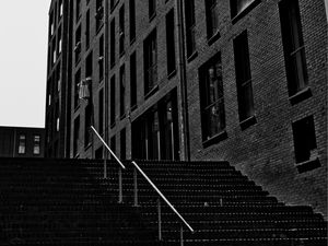 Preview wallpaper stairs, railings, building, black and white