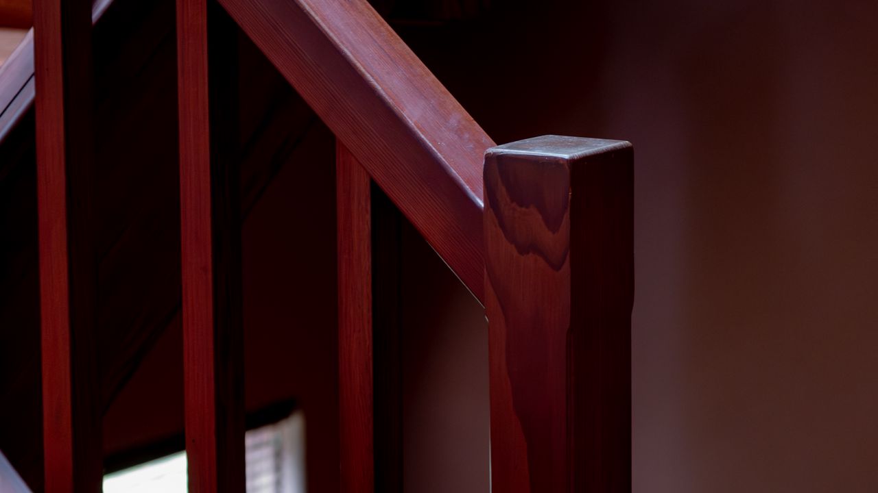 Wallpaper stairs, railings, wooden, brown