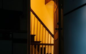 Preview wallpaper stairs, shadow, door, passage