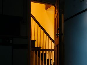 Preview wallpaper stairs, shadow, door, passage