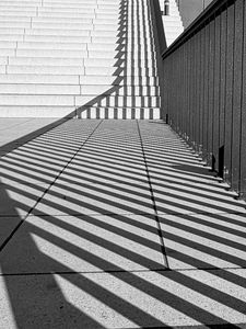 Preview wallpaper stairs, shadows, lines, edges, bw, 3d
