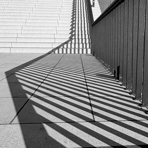 Preview wallpaper stairs, shadows, lines, edges, bw, 3d