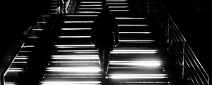 Preview wallpaper stairs, silhouette, bw, alone, dark