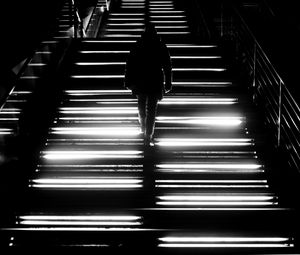 Preview wallpaper stairs, silhouette, bw, alone, dark