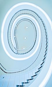 Preview wallpaper stairs, spiral, architecture, minimalism, light, blue