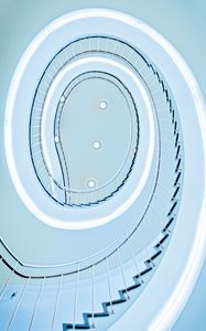 Preview wallpaper stairs, spiral, architecture, minimalism, light, blue