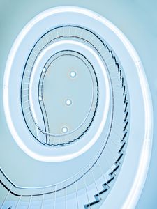 Preview wallpaper stairs, spiral, architecture, minimalism, light, blue