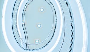 Preview wallpaper stairs, spiral, architecture, minimalism, light, blue