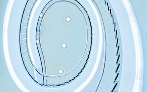 Preview wallpaper stairs, spiral, architecture, minimalism, light, blue