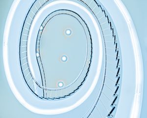 Preview wallpaper stairs, spiral, architecture, minimalism, light, blue