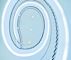 Preview wallpaper stairs, spiral, architecture, minimalism, light, blue