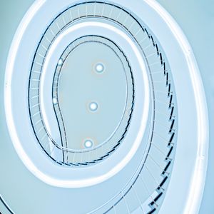 Preview wallpaper stairs, spiral, architecture, minimalism, light, blue