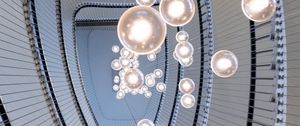 Preview wallpaper stairs, spiral, chandelier, light bulbs, lighting