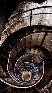 Preview wallpaper stairs, spiral, construction, depth, dark