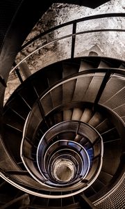 Preview wallpaper stairs, spiral, construction, depth, dark