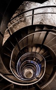 Preview wallpaper stairs, spiral, construction, depth, dark