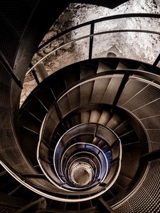 Preview wallpaper stairs, spiral, construction, depth, dark