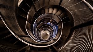 Preview wallpaper stairs, spiral, construction, depth, dark