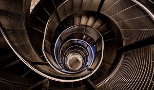 Preview wallpaper stairs, spiral, construction, depth, dark