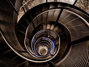 Preview wallpaper stairs, spiral, construction, depth, dark