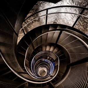 Preview wallpaper stairs, spiral, construction, depth, dark