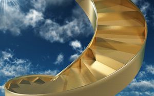 Preview wallpaper stairs, spiral, gold, sky