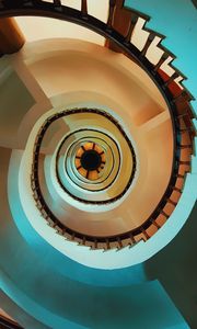 Preview wallpaper stairs, spiral, top view, construction, architecture