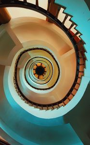 Preview wallpaper stairs, spiral, top view, construction, architecture