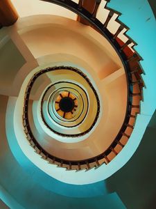 Preview wallpaper stairs, spiral, top view, construction, architecture
