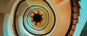 Preview wallpaper stairs, spiral, top view, construction, architecture