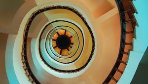 Preview wallpaper stairs, spiral, top view, construction, architecture