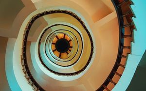 Preview wallpaper stairs, spiral, top view, construction, architecture