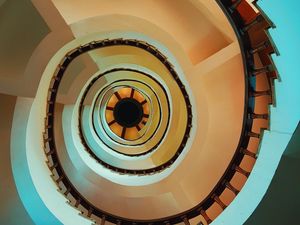 Preview wallpaper stairs, spiral, top view, construction, architecture