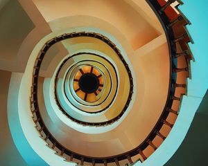 Preview wallpaper stairs, spiral, top view, construction, architecture