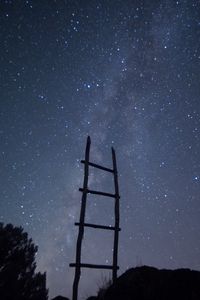 Preview wallpaper stairs, starry sky, trees, minimalism, night