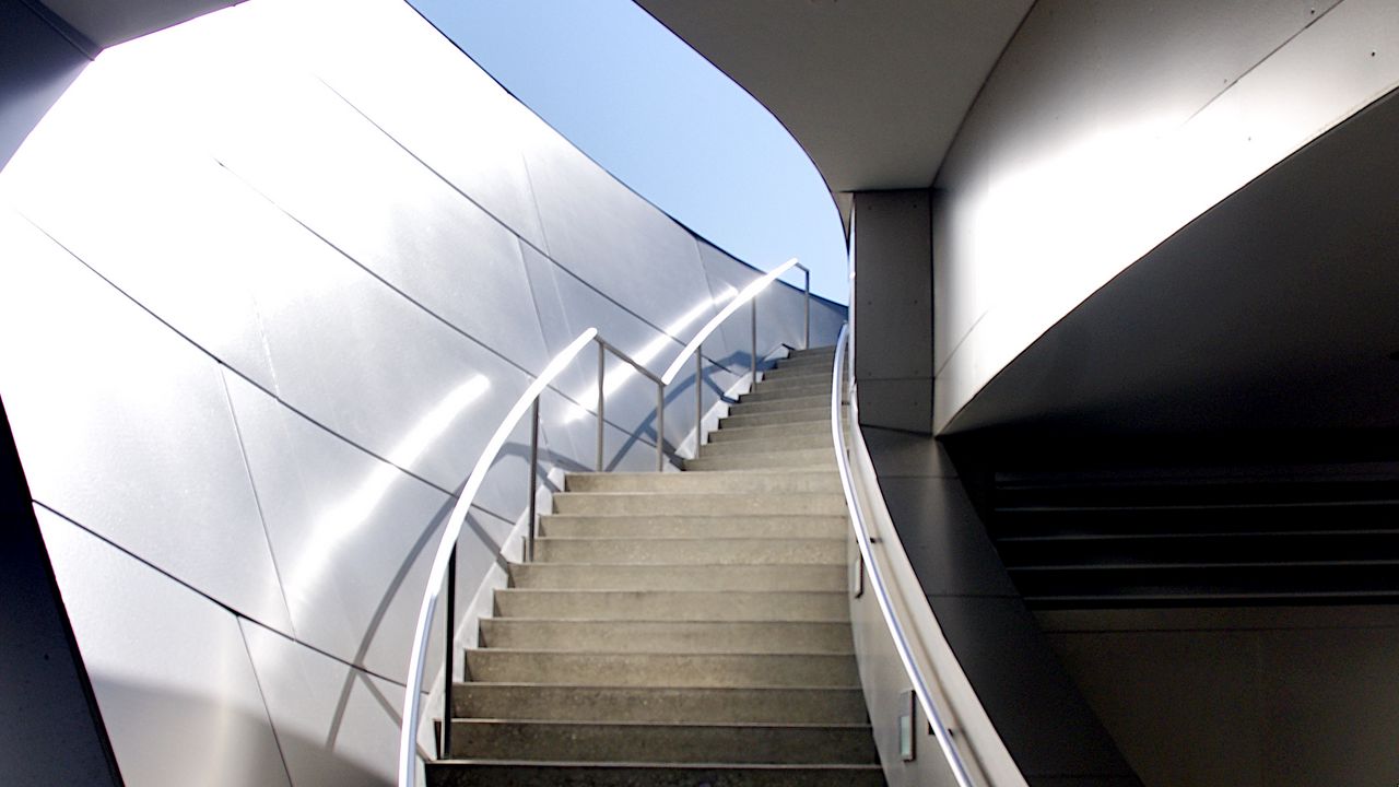 Wallpaper stairs, steps, building, metal