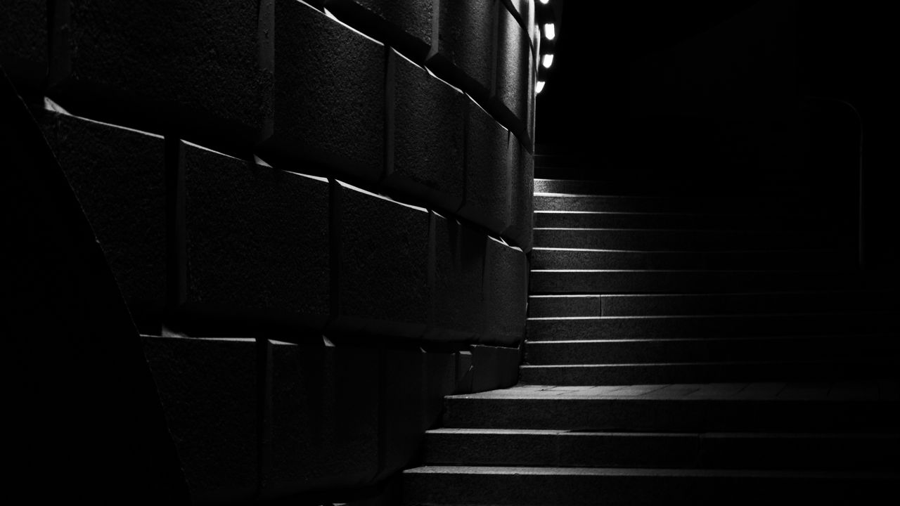 Wallpaper stairs, steps, facade, dark