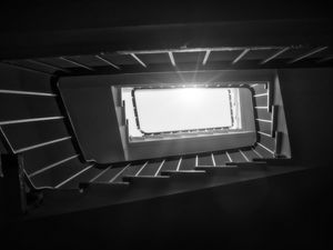 Preview wallpaper stairs, steps, light, black and white