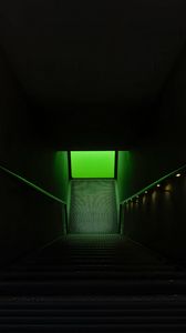 Preview wallpaper stairs, steps, lighting, green, dark