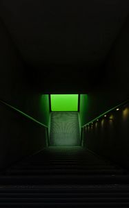 Preview wallpaper stairs, steps, lighting, green, dark