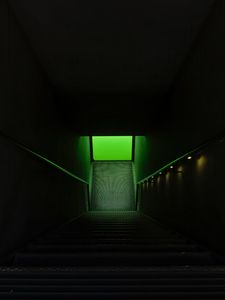 Preview wallpaper stairs, steps, lighting, green, dark