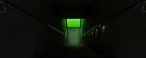 Preview wallpaper stairs, steps, lighting, green, dark
